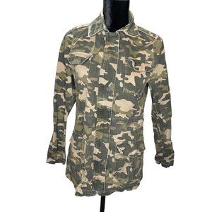 Forever 21 Jacket Womens Small Green Camo Military Outdoor Jacket Hiking Coat